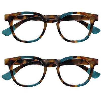 Lunettes de lecture Opulize RR62-Q - Tortue marron et turquoise Lunettes de lecture Opulize RR62-Q - Tortue marron et turquoise