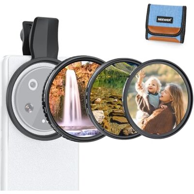 NEEWER FL-B38 Lot de 3 filtres ND variables compatibles avec Android, polarisant circulaire CPL + ND2-32 + diffuseur de brume noire 1/4 pour téléphone NEEWER FL-B38 Lot de 3 filtres ND variables compatibles avec Android, polarisant circulaire CPL + ND2-32 + diffuseur de brume noire 1/4 pour téléphone