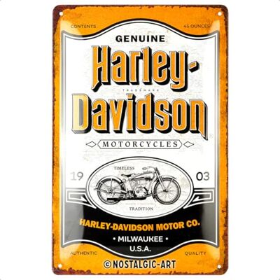 ART Plaque rétro, 20 x 30 cm, Harley-Davidson – Genuine Motorcycles Milwaukee – Idée cadeau pour motards, Official License Product (OLP), en métal, design vintage ART Plaque rétro, 20 x 30 cm, Harley-Davidson – Genuine Motorcycles Milwaukee – Idée cadeau pour motards, Official License Product (OLP), en métal, design vintage