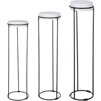 GILDE Lot de 3 colonnes décoratives Leila en fer Revêtu par pulvérisation Blanc Hauteur 101 cm x diamètre 27 cm Colonne de fleurs GILDE Lot de 3 colonnes décoratives Leila en fer Revêtu par pulvérisation Blanc Hauteur 101 cm x diamètre 27 cm Colonne de fleurs