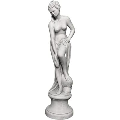 gartendekoparadies.de Statue de Vénus dans la salle de bain sur un piédestal, statue en pierre coulée grise résistante au gel pour extérieur, H. 75 cm, 19 kg gartendekoparadies.de Statue de Vénus dans la salle de bain sur un piédestal, statue en pierre coulée grise résistante au gel pour extérieur, H. 75 cm, 19 kg