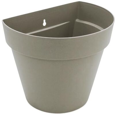 Spetebo Pot de fleurs mural en plastique pour extérieur 28 x 20 cm Sable Demi-rond Spetebo Pot de fleurs mural en plastique pour extérieur 28 x 20 cm Sable Demi-rond