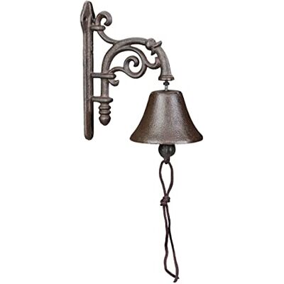 Relaxdays Cloche de porte en fonte Antique Cloche de Jardin Vintage avec cordon Cloche d'extérieur Cloche murale Marron 1 pièce Relaxdays Cloche de porte en fonte Antique Cloche de Jardin Vintage avec cordon Cloche d'extérieur Cloche murale Marron 1 pièce
