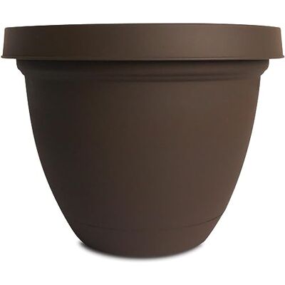 The HC Companies Infinity Pot de fleurs rond décoratif en plastique de 20,3 cm avec soucoupe amovible pour plantes d'intérieur et d'extérieur, chocolat The HC Companies Infinity Pot de fleurs rond décoratif en plastique de 20,3 cm avec soucoupe amovible pour plantes d'intérieur et d'extérieur, chocolat
