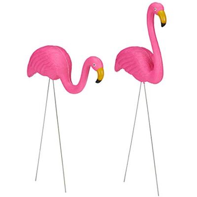 Relaxdays Lot de 12 flamants roses, déco de jardin adorable, charme tropical, plastique, métal, douze statues 2 tailles, rose Relaxdays Lot de 12 flamants roses, déco de jardin adorable, charme tropical, plastique, métal, douze statues 2 tailles, rose
