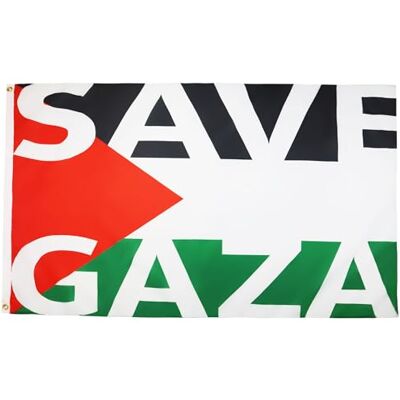 AZ FLAG Drapeau Palestine Save Gaza 150x90 cm Polyester 100D 2 Œillets AZ FLAG Drapeau Palestine Save Gaza 150x90 cm Polyester 100D 2 Œillets