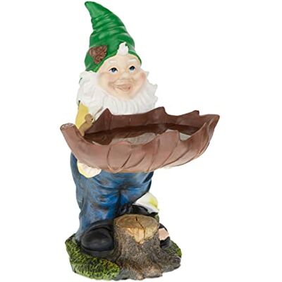 Relaxdays Nain de jardin avec bain d'oiseaux, résistant aux intempéries, au gel, H x l x P : 36 x 22 x 22 cm, figurine de jardin, en pierre artificielle, multicolore Relaxdays Nain de jardin avec bain d'oiseaux, résistant aux intempéries, au gel, H x l x P : 36 x 22 x 22 cm, figurine de jardin, en pierre artificielle, multicolore