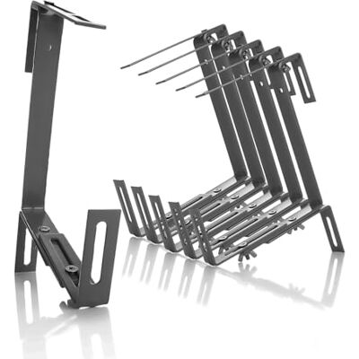 BigDean Lot de 6 supports de jardinières anthracite pour balcon et balustrade Fixation facile pour jardinières et jardinières Support de jardinière réglable sur 3 positions Support de jardinière BigDean Lot de 6 supports de jardinières anthracite pour balcon et balustrade Fixation facile pour jardinières et jardinières Support de jardinière réglable sur 3 positions Support de jardinière