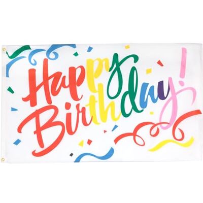 AZ FLAG Drapeau Joyeux Anniversaire Multicolore 90x60 cm 2 Œillets AZ FLAG Drapeau Joyeux Anniversaire Multicolore 90x60 cm 2 Œillets