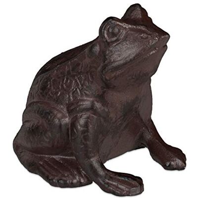 Relaxdays Figurine de jardin grenouille, lot 2, assise, en fonte, apparence antique, étanche, figurine grenouille, marron Relaxdays Figurine de jardin grenouille, lot 2, assise, en fonte, apparence antique, étanche, figurine grenouille, marron