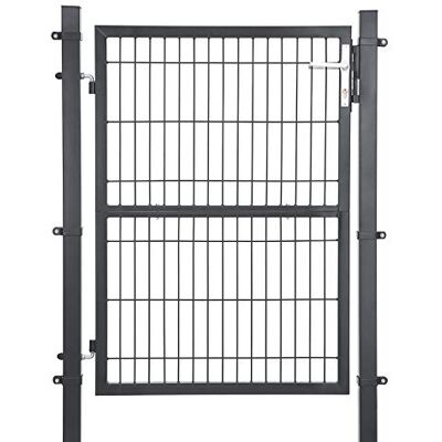SONGMICS Portillon de jardin en maille d'acier galvanisé, clôture avec serrure, porte 106 x 125 cm (longueur x hauteur), tube rond, gris GGD175GY SONGMICS Portillon de jardin en maille d'acier galvanisé, clôture avec serrure, porte 106 x 125 cm (longueur x hauteur), tube rond, gris GGD175GY