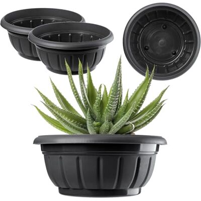 KADAX Bol à fleurs, jardinière ronde, pot de plantes en plastique, pot de fleurs résistant aux intempéries pour l'extérieur, fleurs, plantes, jardin, balcon, décoration, pot de fleurs, durable KADAX Bol à fleurs, jardinière ronde, pot de plantes en plastique, pot de fleurs résistant aux intempéries pour l'extérieur, fleurs, plantes, jardin, balcon, décoration, pot de fleurs, durable
