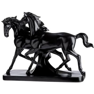 GILDE Figurine Luna & Casanova Motif cheval Résine Noir Hauteur 27 cm x largeur 34 cm GILDE Figurine Luna & Casanova Motif cheval Résine Noir Hauteur 27 cm x largeur 34 cm