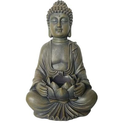 Relaxdays Figurine de Bouddha assis 30 cm Figurine de jardin avec fleur de lotus Figurine décorative pour salon Résistante aux intempéries et au gel Bronze Relaxdays Figurine de Bouddha assis 30 cm Figurine de jardin avec fleur de lotus Figurine décorative pour salon Résistante aux intempéries et au gel Bronze