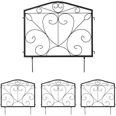 Relaxdays Clôture de jardin à clipser, 4 éléments de clôture décoratifs Noir 60 x 60 cm Relaxdays Clôture de jardin à clipser, 4 éléments de clôture décoratifs Noir 60 x 60 cm
