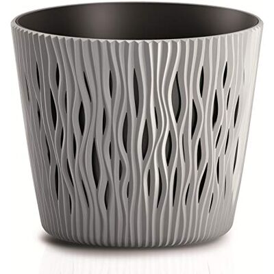 Prosperplast Maceta Redonda de plastico Sandy Round en color gris 26,2 (largo) x 26,2 (ancho) x 22,2 (alto) cm Prosperplast Maceta Redonda de plastico Sandy Round en color gris 26,2 (largo) x 26,2 (ancho) x 22,2 (alto) cm