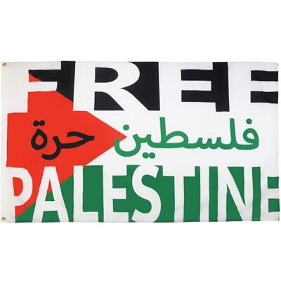 AZ FLAG Drapeau Free Palestine Langue Arabe 150x90 cm 2 Œillets AZ FLAG Drapeau Free Palestine Langue Arabe 150x90 cm 2 Œillets