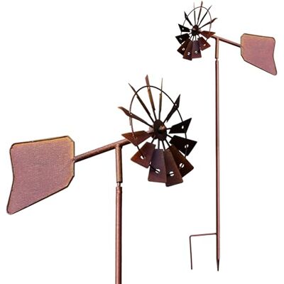 Spetebo Moulin à vent en métal rouillé avec girouette 120 x 17 cm Décoration de jardin Carillon éolien résistant aux intempéries Spetebo Moulin à vent en métal rouillé avec girouette 120 x 17 cm Décoration de jardin Carillon éolien résistant aux intempéries