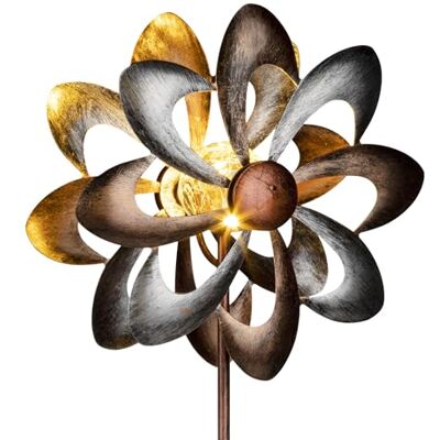 Spetebo Double moulin en métal vent – Ø 23 cm – Décoration de jardin éclairée LED – Éclairage blanc chaud – Carillon éolien Spetebo Double moulin en métal vent – Ø 23 cm – Décoration de jardin éclairée LED – Éclairage blanc chaud – Carillon éolien