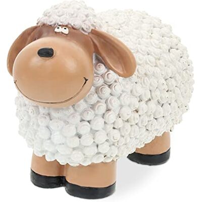 Relaxdays Figurine de jardin en forme de mouton, résistante aux intempéries, décoration de Pâques, intérieur et extérieur, H x l x P : 15,5 x 20 x 11 cm, polyrésine, blanc Relaxdays Figurine de jardin en forme de mouton, résistante aux intempéries, décoration de Pâques, intérieur et extérieur, H x l x P : 15,5 x 20 x 11 cm, polyrésine, blanc