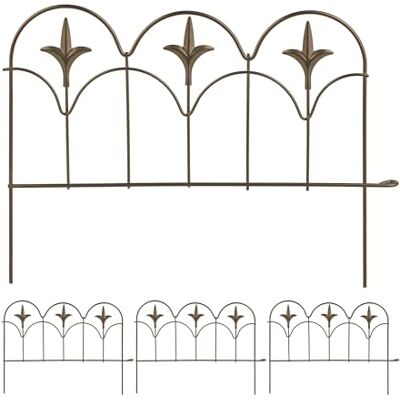 Relaxdays Lot de 4 bordures de parterre en métal H x l : 28 x 38,5 cm chacune Bordure de parterre pour jardin Clôture décorative à emboîter Bronze Relaxdays Lot de 4 bordures de parterre en métal H x l : 28 x 38,5 cm chacune Bordure de parterre pour jardin Clôture décorative à emboîter Bronze