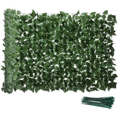 Outsunny Haie Artificielle Brise-Vue Rouleau 3L x 1H m Anti-UV Vert Foncé Outsunny Haie Artificielle Brise-Vue Rouleau 3L x 1H m Anti-UV Vert Foncé