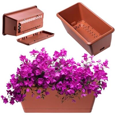 KADAX Jardinière de 40 cm en plastique avec soucoupe, résistante aux intempéries et stable, idéale pour balcon, terrasse ou rebord de fenêtre KADAX Jardinière de 40 cm en plastique avec soucoupe, résistante aux intempéries et stable, idéale pour balcon, terrasse ou rebord de fenêtre