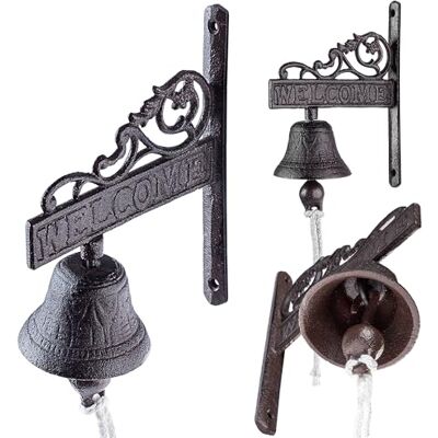 KADAX Cloche de jardin en fonte avec cordon Décoration murale de style rustique pour porte extérieure, sonnette montée au mur (marron) KADAX Cloche de jardin en fonte avec cordon Décoration murale de style rustique pour porte extérieure, sonnette montée au mur (marron)