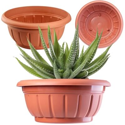 KADAX Pot de fleurs rond résistant aux intempéries pour extérieur, plantes, jardin, balcon, décoration, gel, terre cuite (20 cm) KADAX Pot de fleurs rond résistant aux intempéries pour extérieur, plantes, jardin, balcon, décoration, gel, terre cuite (20 cm)