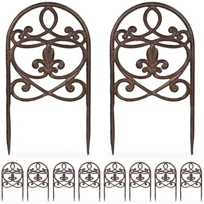 Relaxdays Lot de 10 clôtures en fonte 32,5 x 17,5 cm (H x l) Design vintage Bordure de parterre à emboîter Clôture décorative Marron Relaxdays Lot de 10 clôtures en fonte 32,5 x 17,5 cm (H x l) Design vintage Bordure de parterre à emboîter Clôture décorative Marron