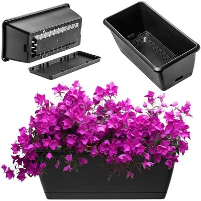 KADAX Jardinière en 2 tailles et 4 couleurs Jardinière de balcon en plastique avec soucoupe Pot de balcon résistant (40 cm/anthracite) KADAX Jardinière en 2 tailles et 4 couleurs Jardinière de balcon en plastique avec soucoupe Pot de balcon résistant (40 cm/anthracite)