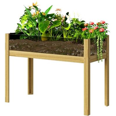 Outsunny Jardinière sur Pieds Carré Potager Jardin 110x50x80cm Naturel Outsunny Jardinière sur Pieds Carré Potager Jardin 110x50x80cm Naturel