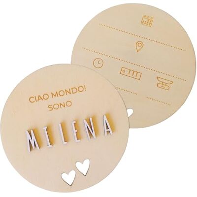 nagu ® Natalicio Bebe Plaque en bois personnalisable avec étoiles ou cœurs, Bonjour Monde et prénom, coffret cadeau pour bébé fille ou garçon avec lettres adhésives et tableau de naissance nagu ® Natalicio Bebe Plaque en bois personnalisable avec étoiles ou cœurs, Bonjour Monde et prénom, coffret cadeau pour bébé fille ou garçon avec lettres adhésives et tableau de naissance