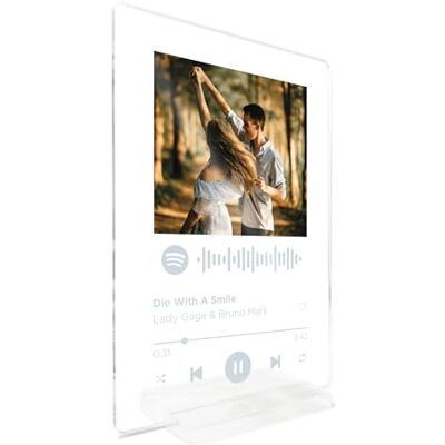 REGALOART Plaque Spotify personnalisée – Support en plexiglas – Couleur blanche – Cadeaux originaux pour anniversaire, Saint-Valentin, Noël, amis, couples et famille REGALOART Plaque Spotify personnalisée – Support en plexiglas – Couleur blanche – Cadeaux originaux pour anniversaire, Saint-Valentin, Noël, amis, couples et famille