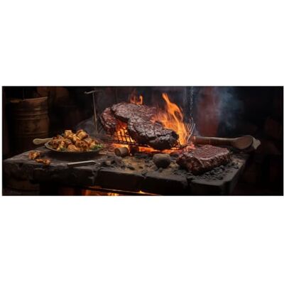 Wallario Poster autocollant Urige Grillart : forgeron à steak, autocollants de qualité supérieure, film adhésif taille : 50 x 125 cm Wallario Poster autocollant Urige Grillart : forgeron à steak, autocollants de qualité supérieure, film adhésif taille : 50 x 125 cm