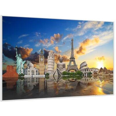 Wallario Merveilles du monde en un coup d'œil de qualité supérieure, poster avec cadre blanc, dimensions : 61 x 91,5 cm Wallario Merveilles du monde en un coup d'œil de qualité supérieure, poster avec cadre blanc, dimensions : 61 x 91,5 cm