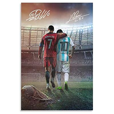 fhzang Poster Messi Ronaldo Impression sur toile pour maison, salle de bain, chambre à coucher, bureau, salon Sans cadre : 40 x 60 cm fhzang Poster Messi Ronaldo Impression sur toile pour maison, salle de bain, chambre à coucher, bureau, salon Sans cadre : 40 x 60 cm