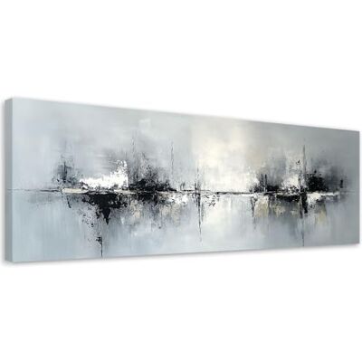 Feeby Tableaux Deco Tableau Murale Abstrait noir et blanc sur fond gris 150x50 1partie Pour la Chambre et le Salon Pour Chaque Pièce de Votre Appartement Toiles pour le bureau Feeby Tableaux Deco Tableau Murale Abstrait noir et blanc sur fond gris 150x50 1partie Pour la Chambre et le Salon Pour Chaque Pièce de Votre Appartement Toiles pour le bureau