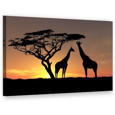 Visario Tableau sur toile 80x60 cm 4034 Girafes sous un acacia au coucher du soleil Toile tendue sur châssis en bois Visario Tableau sur toile 80x60 cm 4034 Girafes sous un acacia au coucher du soleil Toile tendue sur châssis en bois