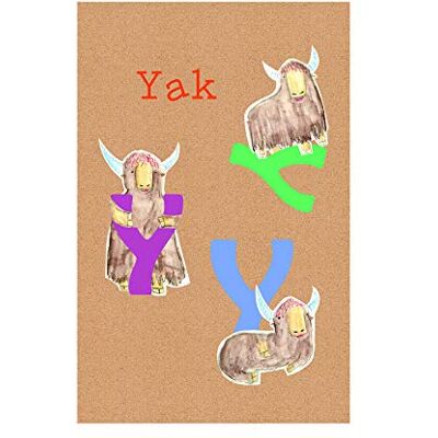 Komar ABC Animal Y Tableau Mural avec Cadre en 3 Tailles, coloré, P036Y-50x70 Komar ABC Animal Y Tableau Mural avec Cadre en 3 Tailles, coloré, P036Y-50x70