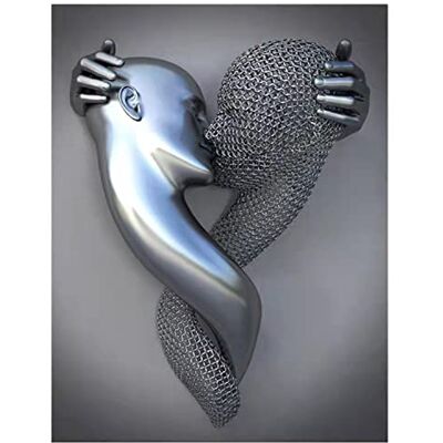 ZMURED Décoration murale 3D Statue d'art moderne sur toile Grande décoration murale pour salle de bain, chambre à coucher (couple de baisers) ZMURED Décoration murale 3D Statue d'art moderne sur toile Grande décoration murale pour salle de bain, chambre à coucher (couple de baisers)