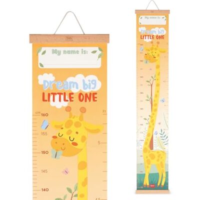Legami Mètre mural Dream Big Little One, mètre à suspendre pour mesurer la hauteur des enfants, jusqu'à 160 cm, 41 autocollants inclus, avec lattes en bois, thème girafes Legami Mètre mural Dream Big Little One, mètre à suspendre pour mesurer la hauteur des enfants, jusqu'à 160 cm, 41 autocollants inclus, avec lattes en bois, thème girafes