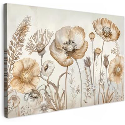MuchoWow © Impressions sur Toile Deco Tableau Murale Decoration Salon 90x60 cm Peinture Tableaux Chambre Toiles Maison Fleurs Beige Nature Illustration MuchoWow © Impressions sur Toile Deco Tableau Murale Decoration Salon 90x60 cm Peinture Tableaux Chambre Toiles Maison Fleurs Beige Nature Illustration