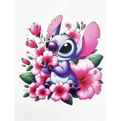 Disney Poster décoratif mural série de dessin animé Stitch Fleurs Impression sur papier couché 40 x 30 cm sans cadre Disney Poster décoratif mural série de dessin animé Stitch Fleurs Impression sur papier couché 40 x 30 cm sans cadre