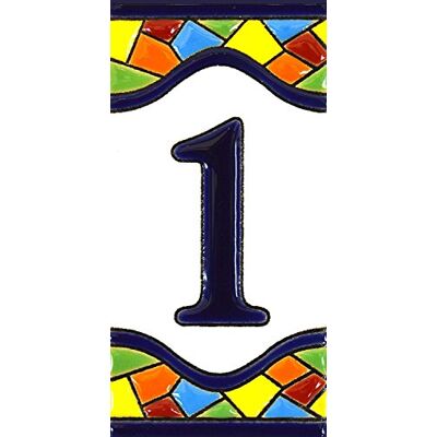 ART Numéros de maison de 10,2 cm Carreaux peints à la main pour signes, adresses et noms Numéros d'adresse pour maisons Numéros d'adresse et lettres Design Mosaïco Mediano 10,9 x 5,4 cm (numéro 1) ART Numéros de maison de 10,2 cm Carreaux peints à la main pour signes, adresses et noms Numéros d'adresse pour maisons Numéros d'adresse et lettres Design Mosaïco Mediano 10,9 x 5,4 cm (numéro 1)