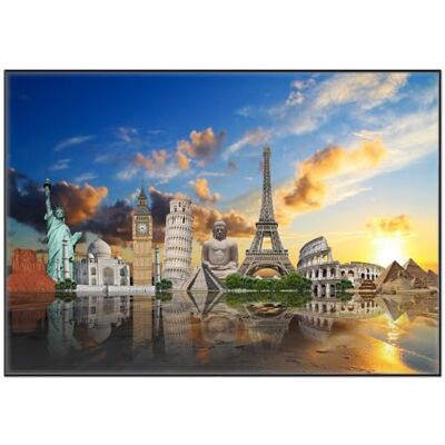 Wallario Merveilles du monde en un coup d'œil de qualité supérieure, poster avec cadre noir, dimensions : 70 x 100 cm Wallario Merveilles du monde en un coup d'œil de qualité supérieure, poster avec cadre noir, dimensions : 70 x 100 cm