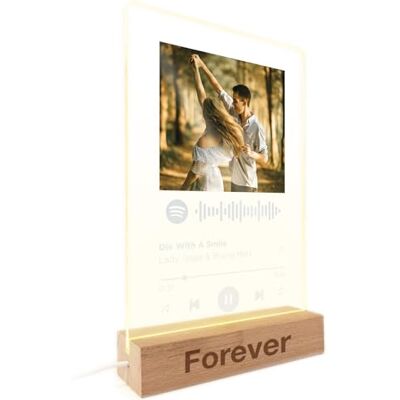 REGALOART Plaque Spotify personnalisée Support en bois gravé LED Couleur blanche Cadeaux originaux pour anniversaire, Saint-Valentin, Noël, amis, couples et famille REGALOART Plaque Spotify personnalisée Support en bois gravé LED Couleur blanche Cadeaux originaux pour anniversaire, Saint-Valentin, Noël, amis, couples et famille