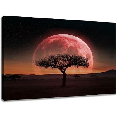 Visario 4031 Tableau sur toile motif lune rouge avec arbre (80 x 60 cm, n° 4031) Visario 4031 Tableau sur toile motif lune rouge avec arbre (80 x 60 cm, n° 4031)