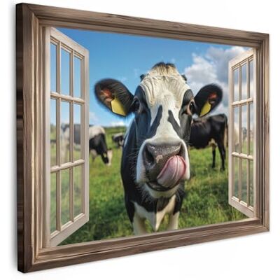 MuchoWow © Impressions sur Toile Deco Tableau Murale Decoration Salon 80x60 cm Peinture Tableaux Chambre Toiles Maison Vue de la Fenêtre Vache Pâturage Animaux Nature MuchoWow © Impressions sur Toile Deco Tableau Murale Decoration Salon 80x60 cm Peinture Tableaux Chambre Toiles Maison Vue de la Fenêtre Vache Pâturage Animaux Nature