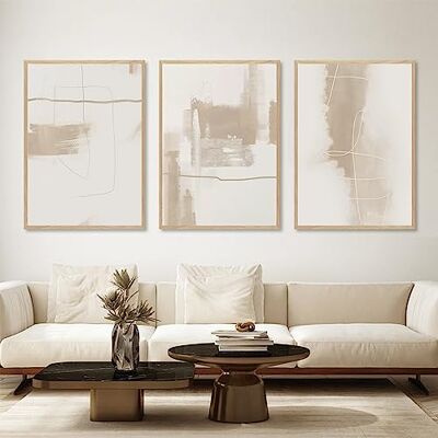 Wallvelart Toile murale abstraite beige, neutre, minimaliste, blanc, marron, beige et blanc, peinture abstraite, œuvre d'art abstraite, lignes beiges, affiche minimaliste bohème, 40,6 x 61 x 7,6 cm, sans cadre Wallvelart Toile murale abstraite beige, neutre, minimaliste, blanc, marron, beige et blanc, peinture abstraite, œuvre d'art abstraite, lignes beiges, affiche minimaliste bohème, 40,6 x 61 x 7,6 cm, sans cadre